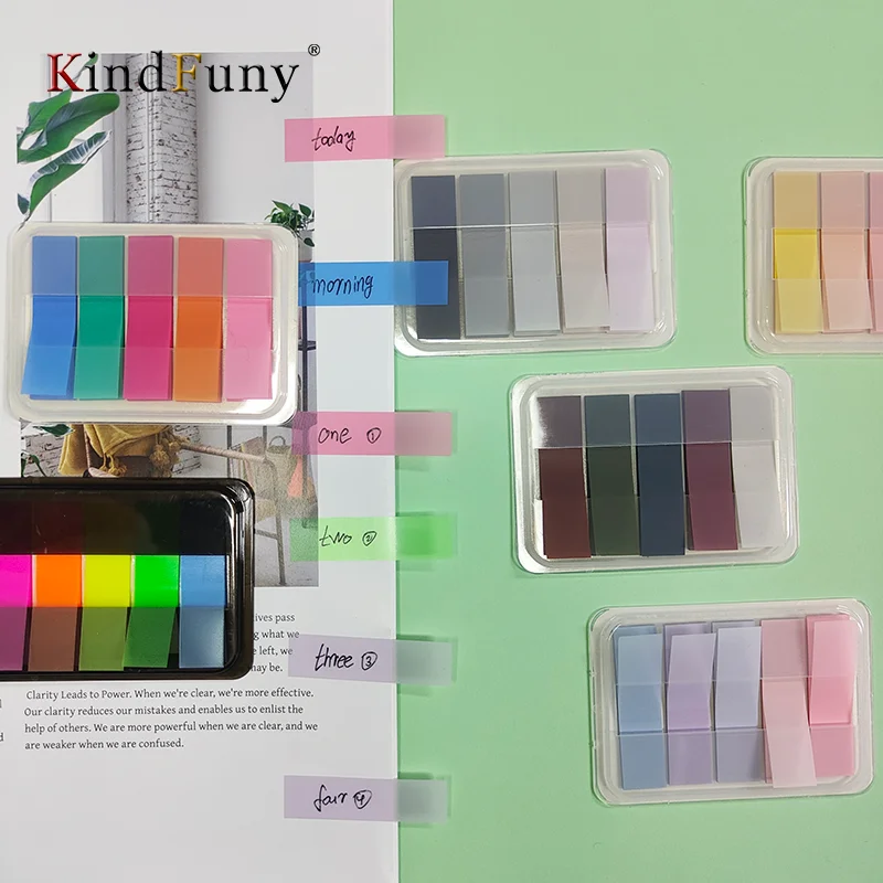 KindFuny 100 Sheets Self Adhesive Memo Pad Sticky Notes Bookmark Posted It Marker Memo Sticker Paper Office School