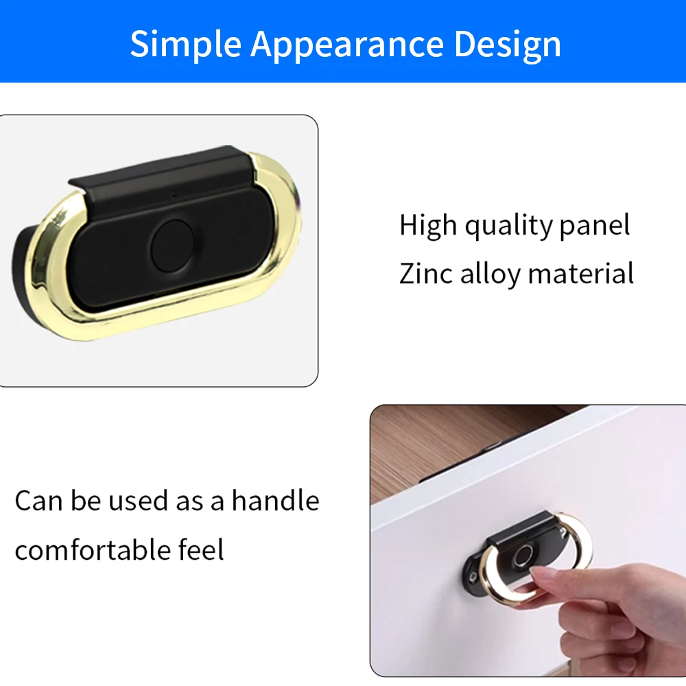 Hidden Electronic Drawer Lock Privacy File Storage RGB Indicator Keyless Fingerprint Cabinet Lock for Drawer Wardrobe Locker