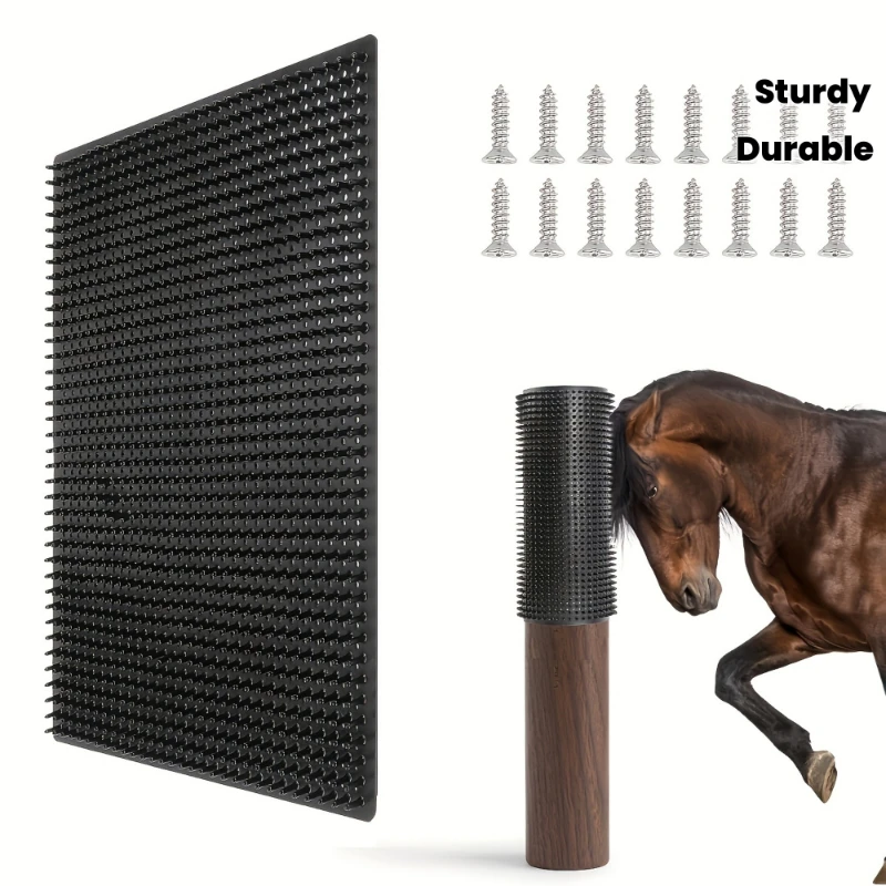 1pc PVC Kunststoff Pferd Kratzbaum Langlebig Outdoor Juckreiz Kratzbrett mit Gummibürste für Pferde Rinder Nutztiere