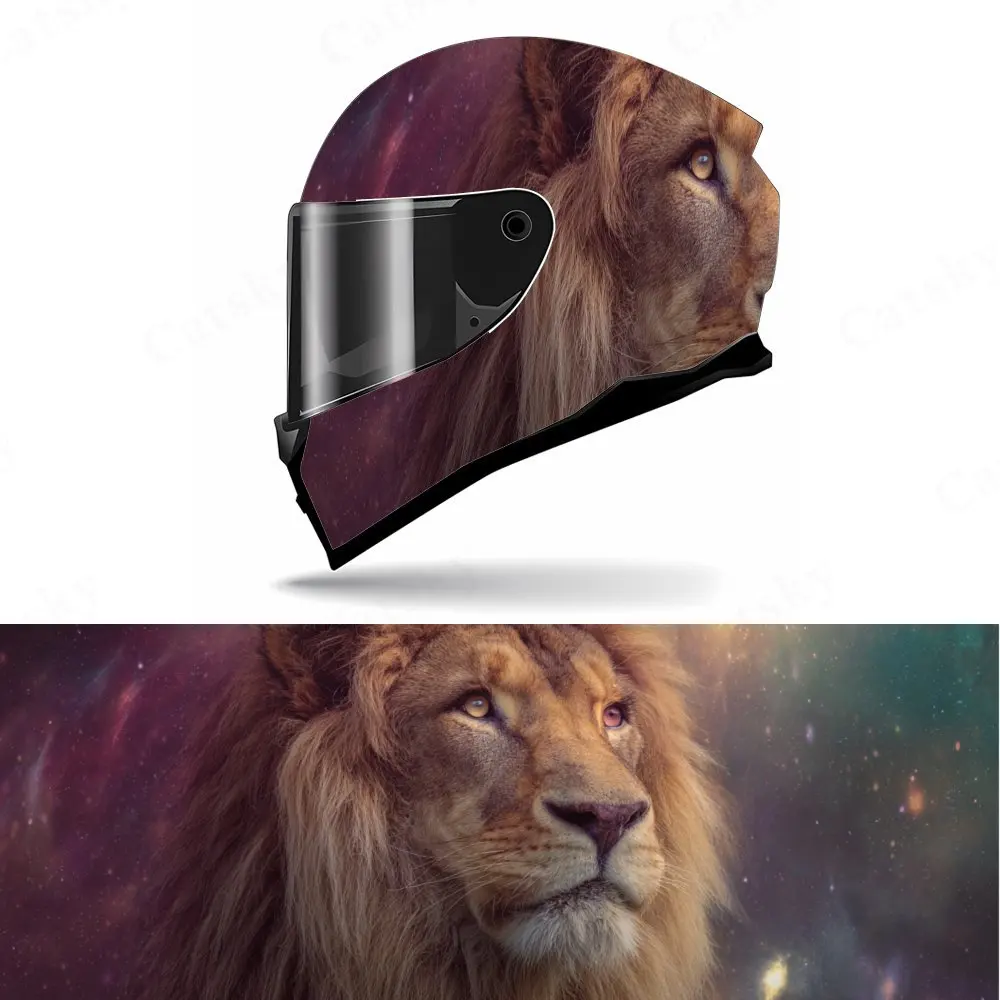

Majestic starry sky lion motorcycle vinyl wraps helmet decal,self-adhesive waterproof helmet decoration,universal motorcycle hel