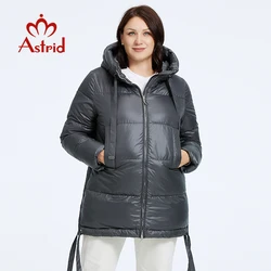 Astrid-Chaqueta de invierno para mujer, chaquetas de talla grande, abrigo acolchado con capucha, Parka para mujer, ropa femenina con dobladillo dividido y cordones, 2023