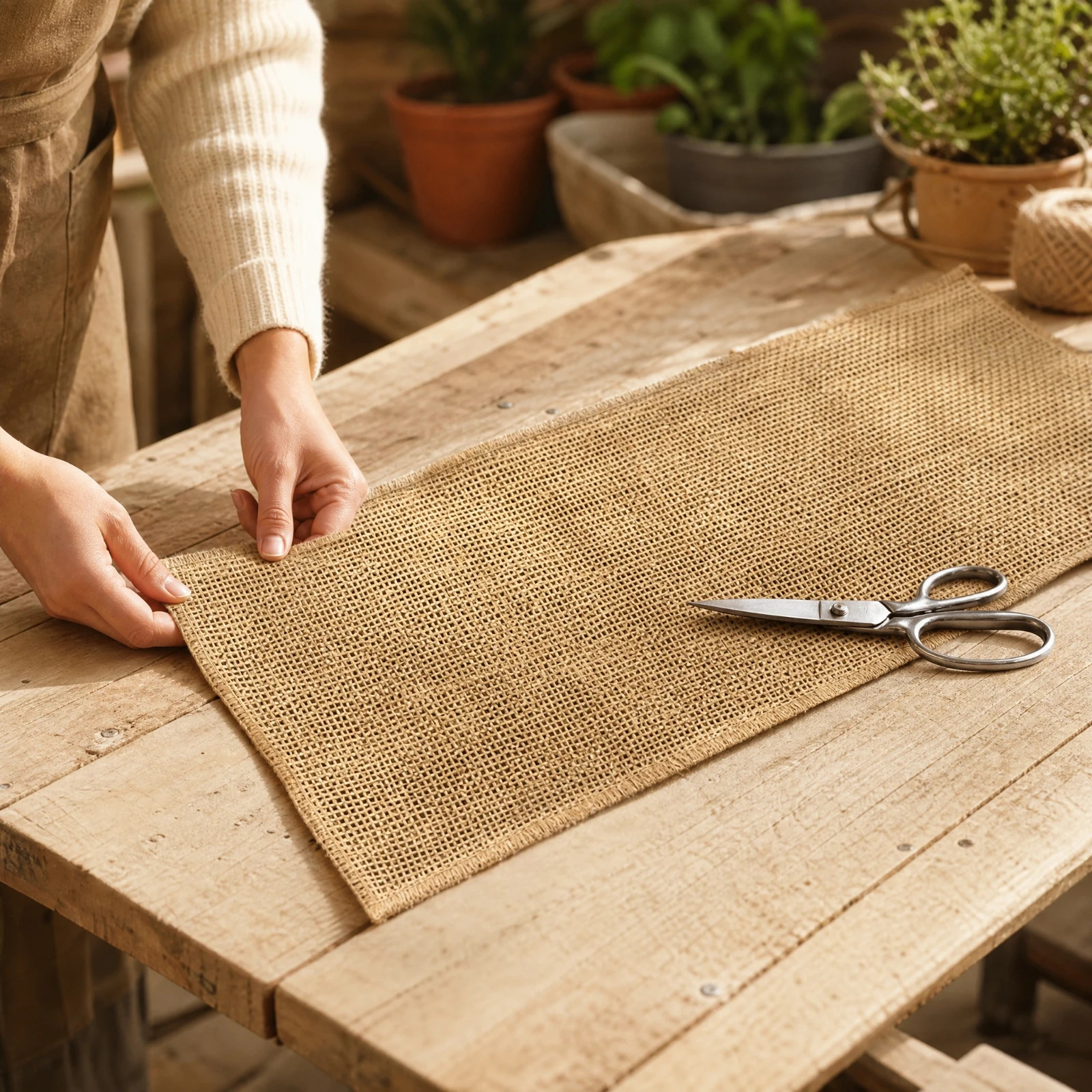 Jute Burlap Plant Cover with Locking Edge Uncoated Burlap Plant-Protection Sheet Tree Trunk Protector Wrap Natural Long-Lasting