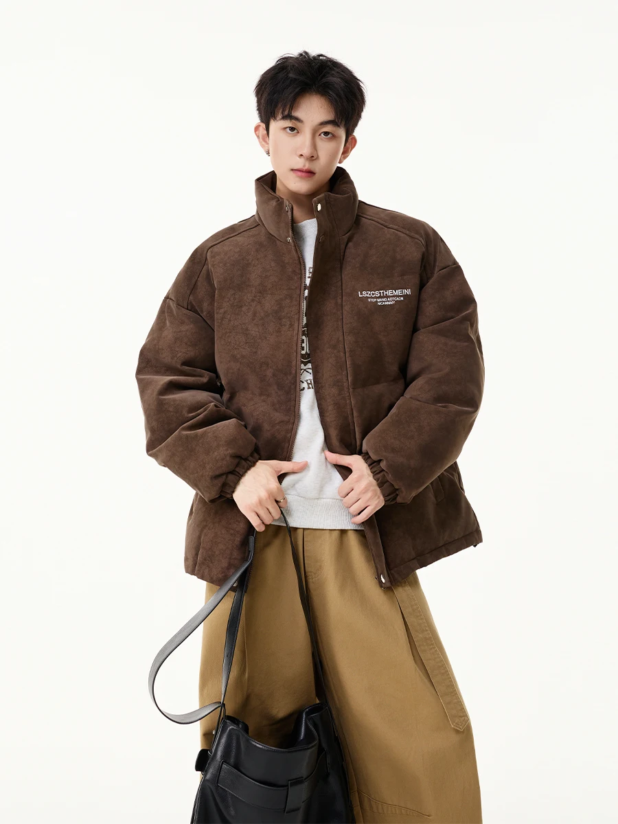 Американское хлопковое пальто с окрашенным буквенным воротником из искусственной кожи, хлопковое пальто для мужчин и женщин, зимнее пальто для мужчин и женщин, ветрозащитная застежка-молния