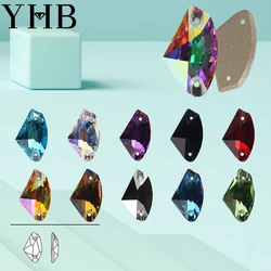 YHB, hacha galáctica de alta calidad, cristal AB, piedras de coser de luz de luna, parte posterior plana, diamantes de imitación para coser, bolsas de ropa