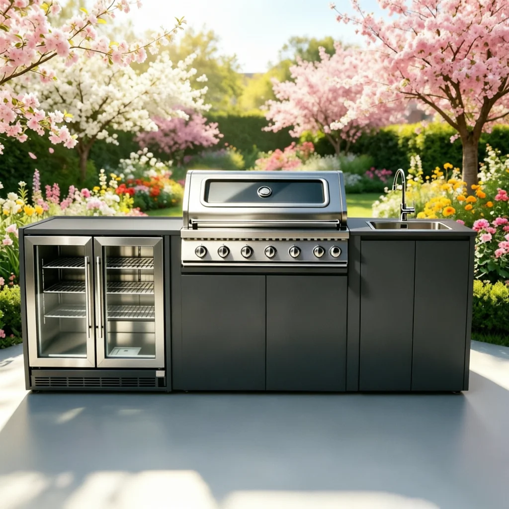 Premium Stainless Steel Outdoor Kitchen with BBQ & Fridge, Modular Garden Kitchen, Complete All-In-One Outdoor Cooking Solution