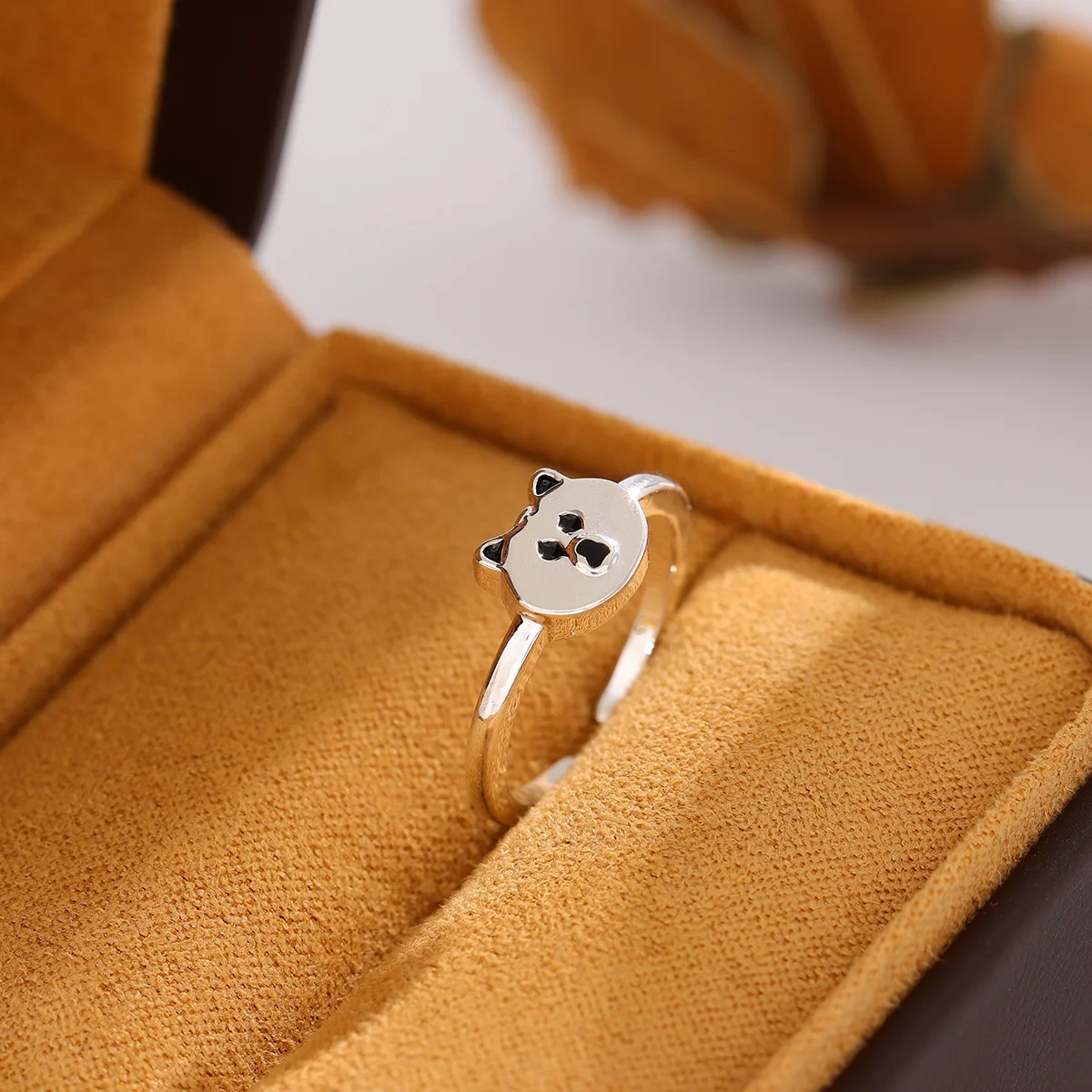 Cute Animal 925 Sterling Silver Bear Opening Ring, Sweet Gift