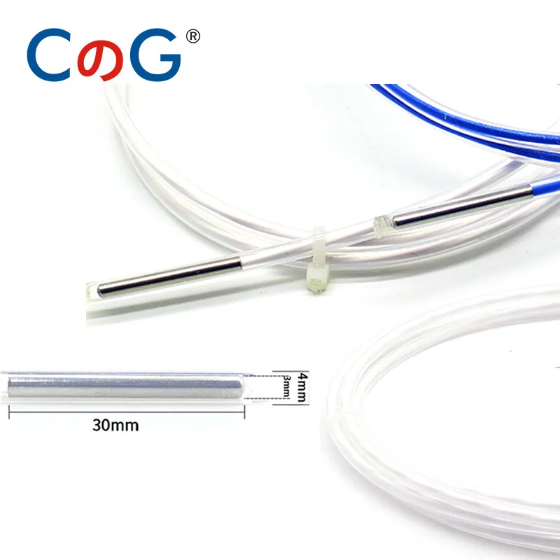 CG Teflon PT100 RTD K Type Thermocouple Temperature Sensor 2/3 Wire Probe Waterproof Anti-corrosion Acid and Alkali Resistance