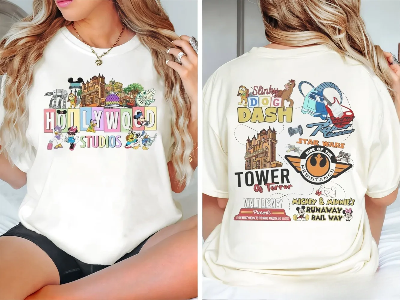 قميص Vintage Hollywood Studios ذو وجهين قميص Disney Comfort Color قميص Hollywood Studios Family قميص Disney Park