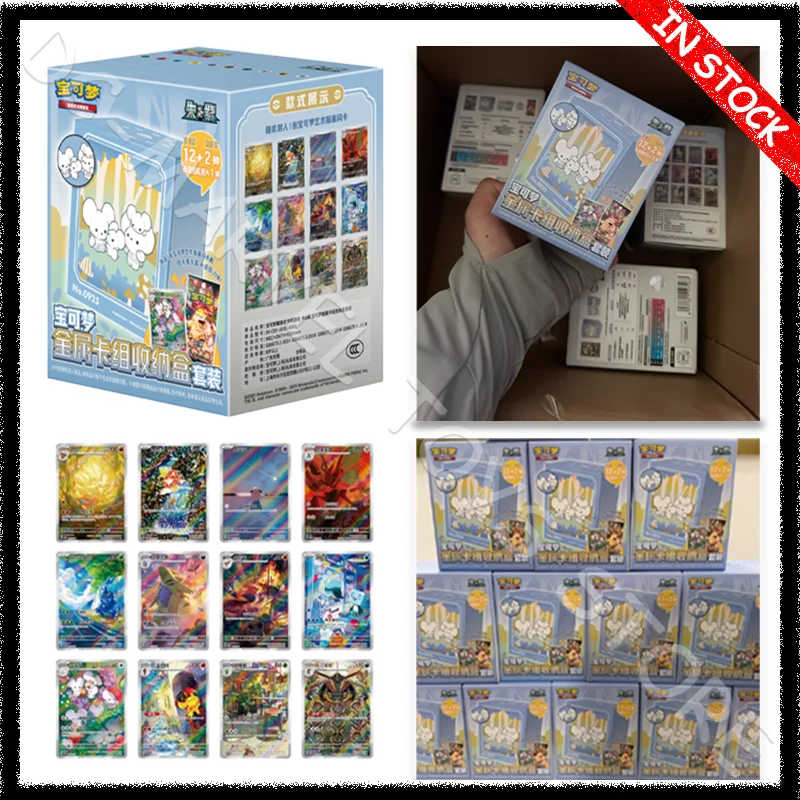 

In Stock Pokemon PTCG Metal Card Group Storage Box Set Eevee Scarlet And Violet Trading Eeveelution Booste Collection Brochure