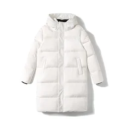 Piumino invernale con cappuccio moda uomo lungo Casual allentato caldo cappotto antivento uomo solido bianco piumino d'anatra coppia Outwear