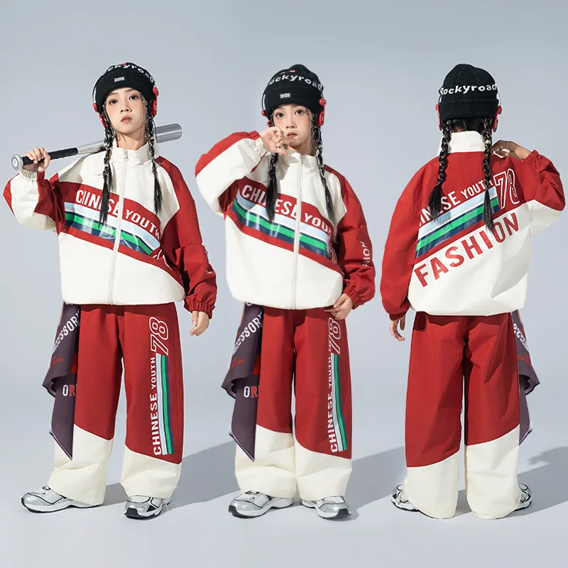Street Dance เสื้อผ้าเด็ก hip-hop ระเบิด Street เสื้อผ้าเด็กชุดสีแดงโรงเรียนประถมศึกษากีฬาการประชุมเปิด c