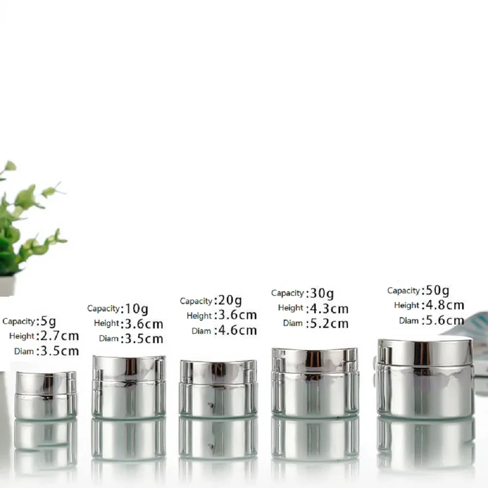 Glascremetiegel in verschiedenen Größen 10g 20g 30g 50g, galvanisierte Gold- und Silber-Kosmetikverpackung, Behälter für Augencreme-Proben. – Detail 2