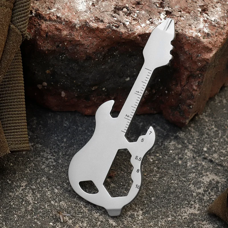 Dry multifunctional keychain free carving guitar shaped outdoor camping mini convenient to carry portable tools key accessories