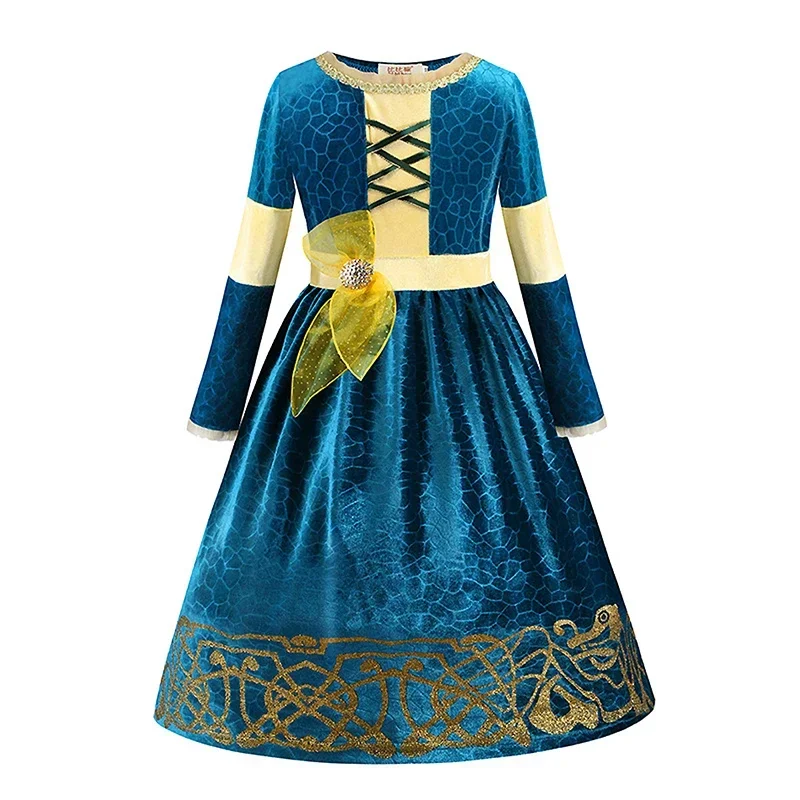 Inspired From Cartoon Movie Brave Princess Merida Dresses for Girls Fancy Scotland Kingdom Merida Kids Halloween Cosplay Costume