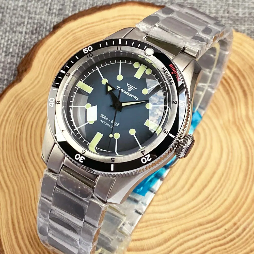 Dome Sapphire Glass Tandorio Dive Steel Automatic Watch Men NH35 PT5000 Steel Bracelet Business Gift Pilot 200m Waterproof Watch