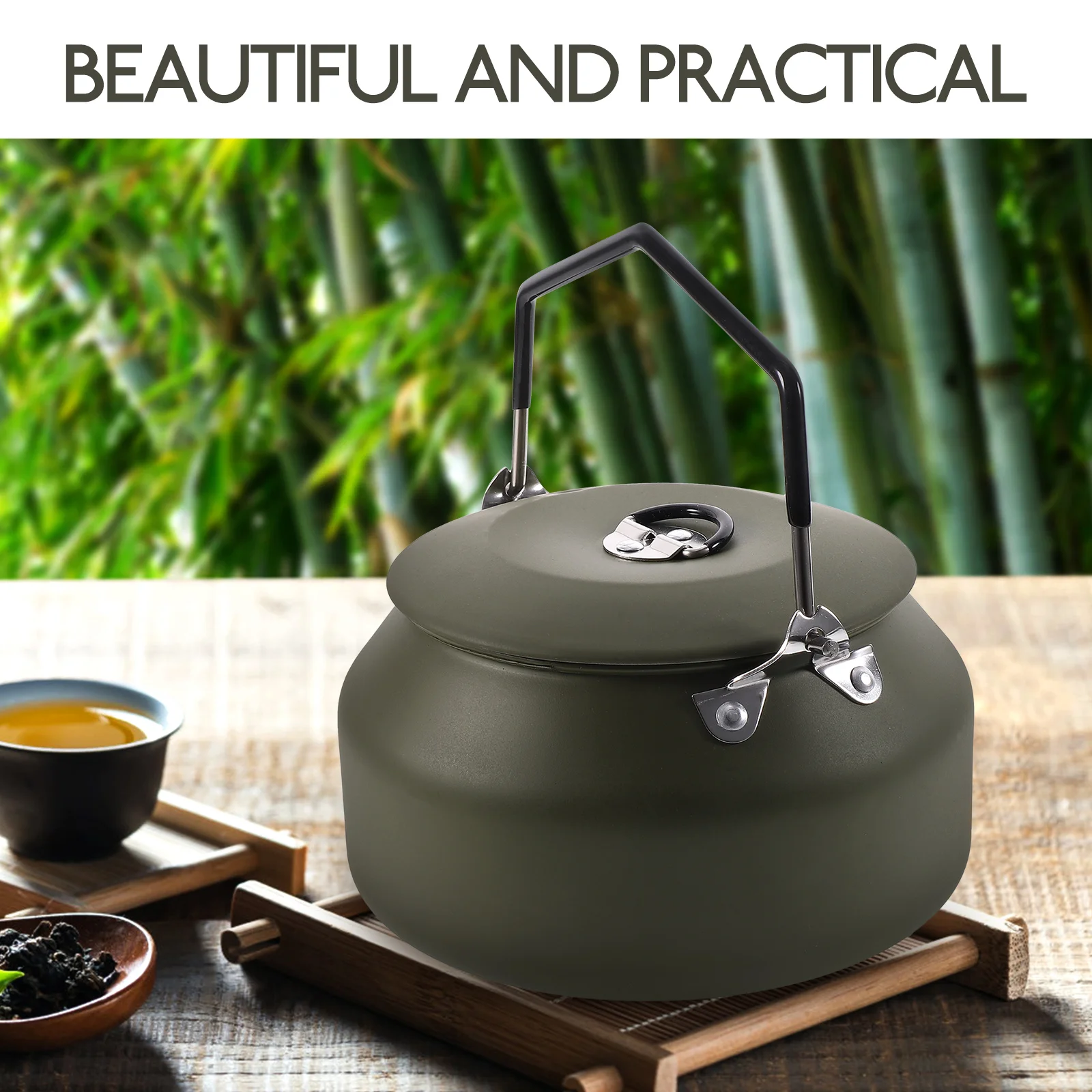 

Stainless Steel Camping Kettle 1.5L Portable Water Boiler For Outdoor Hiking Fishing Travel Stovetop Tea Kettle Kitchen Cookware