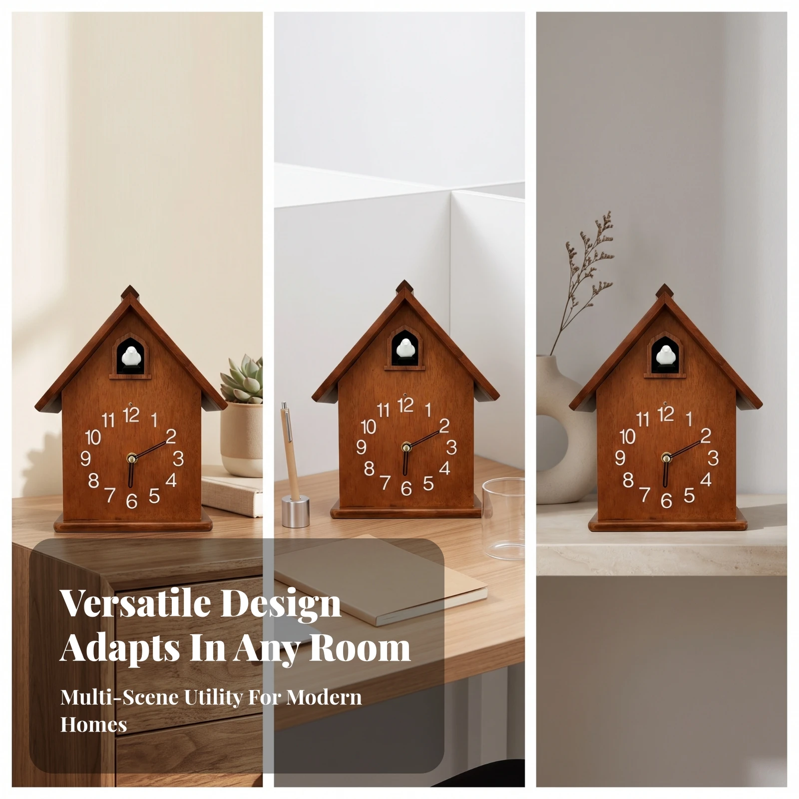 Wooden Cuckoo Clock Whimsical Cuckoo Clock with Pendulum Traditional Solid Wood for Living Room, Study
