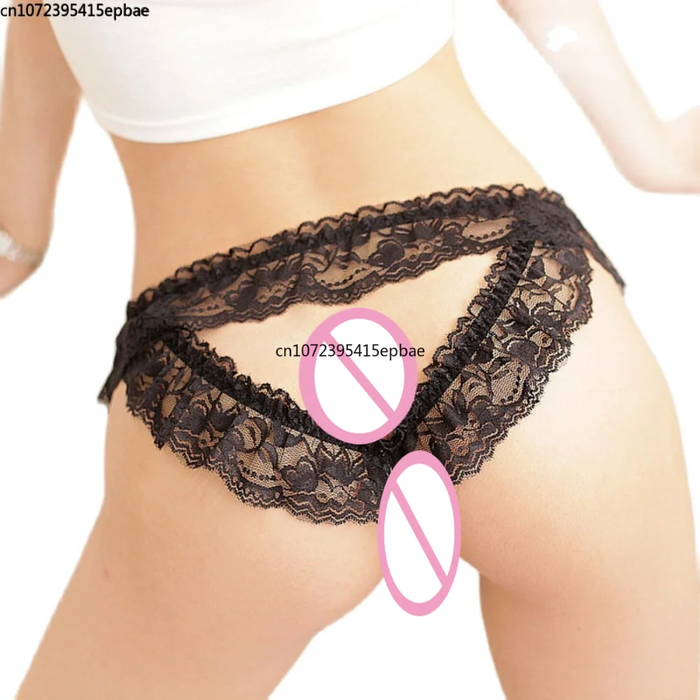 1$ Panties Wholesale Sexy Panties Lace Lace Hollowed Out Women Panties Open Crotch Thong Women's T Pants Low Waist Temptation