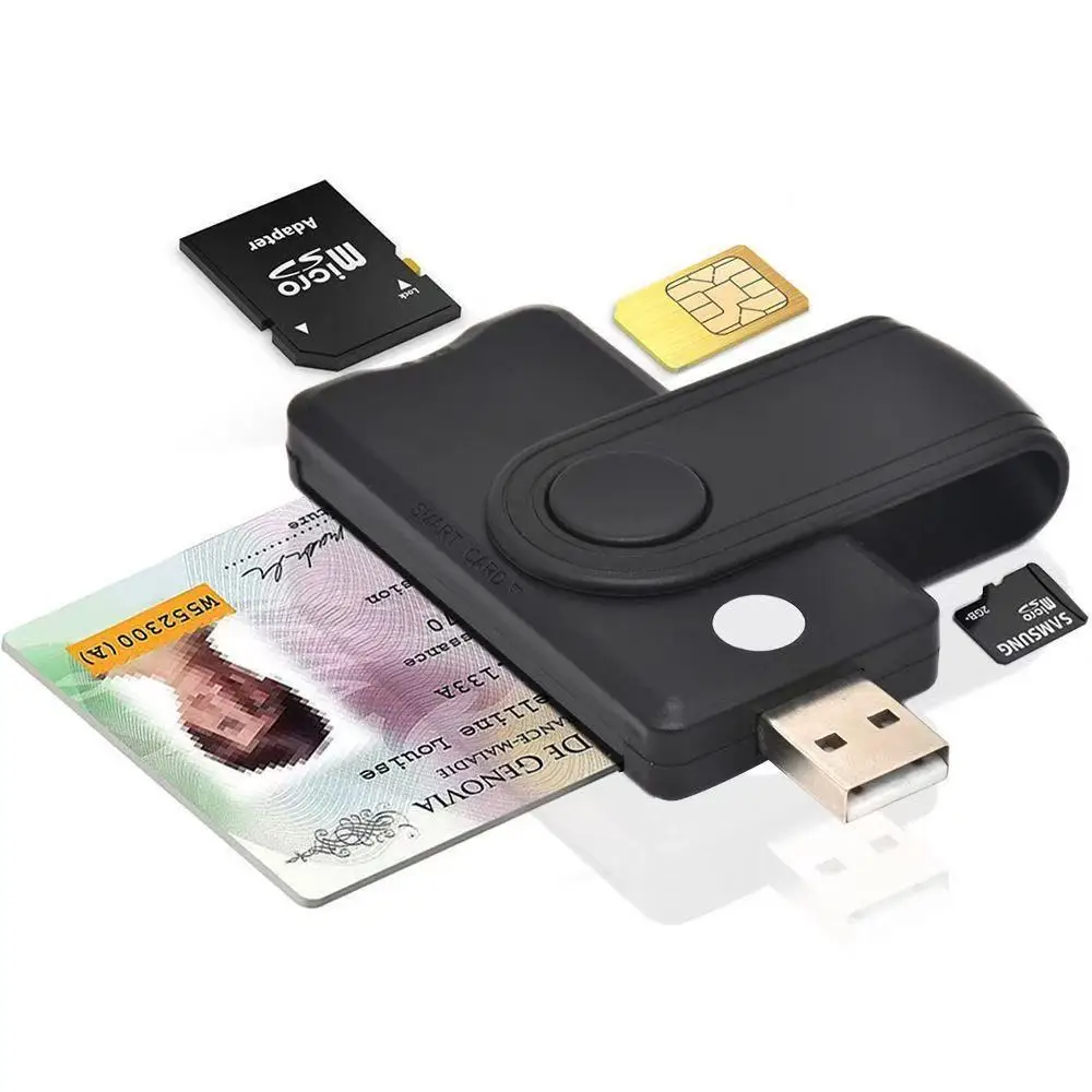 

USB SIM Smart Card Reader for Windows 7/8/10 Linux OS Bank Card IC/ID EMV SD TF MMC Card Reader USB-CCID ISO 7816