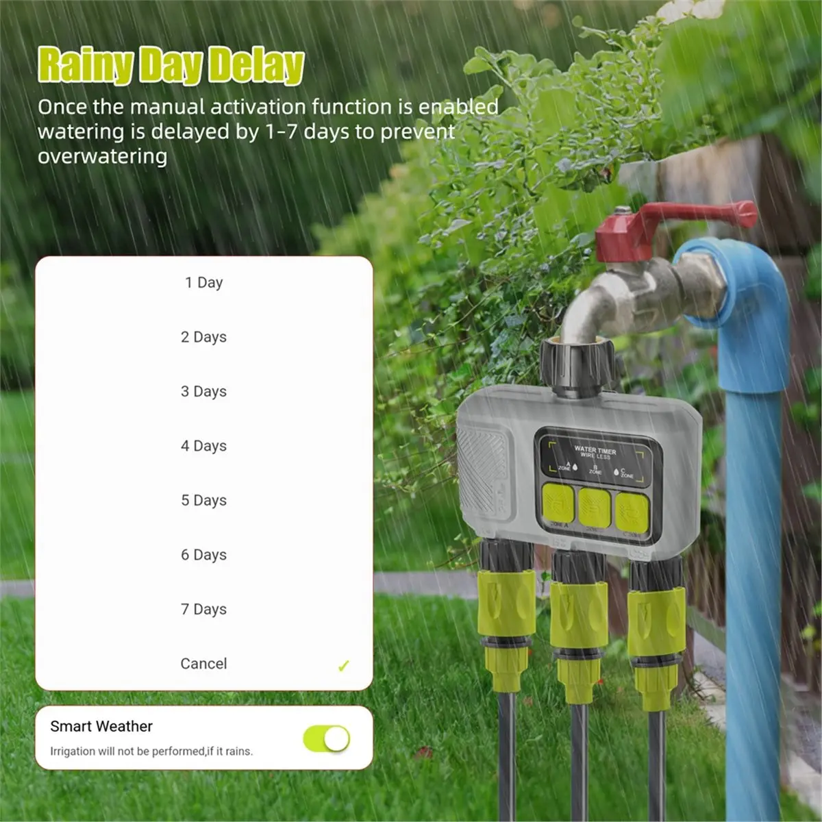 giftnew 3-Zone Smart Water Timer WiFi Garden Watering Controller Misting & Watering App Remote Auto Irrigation System EU Plug