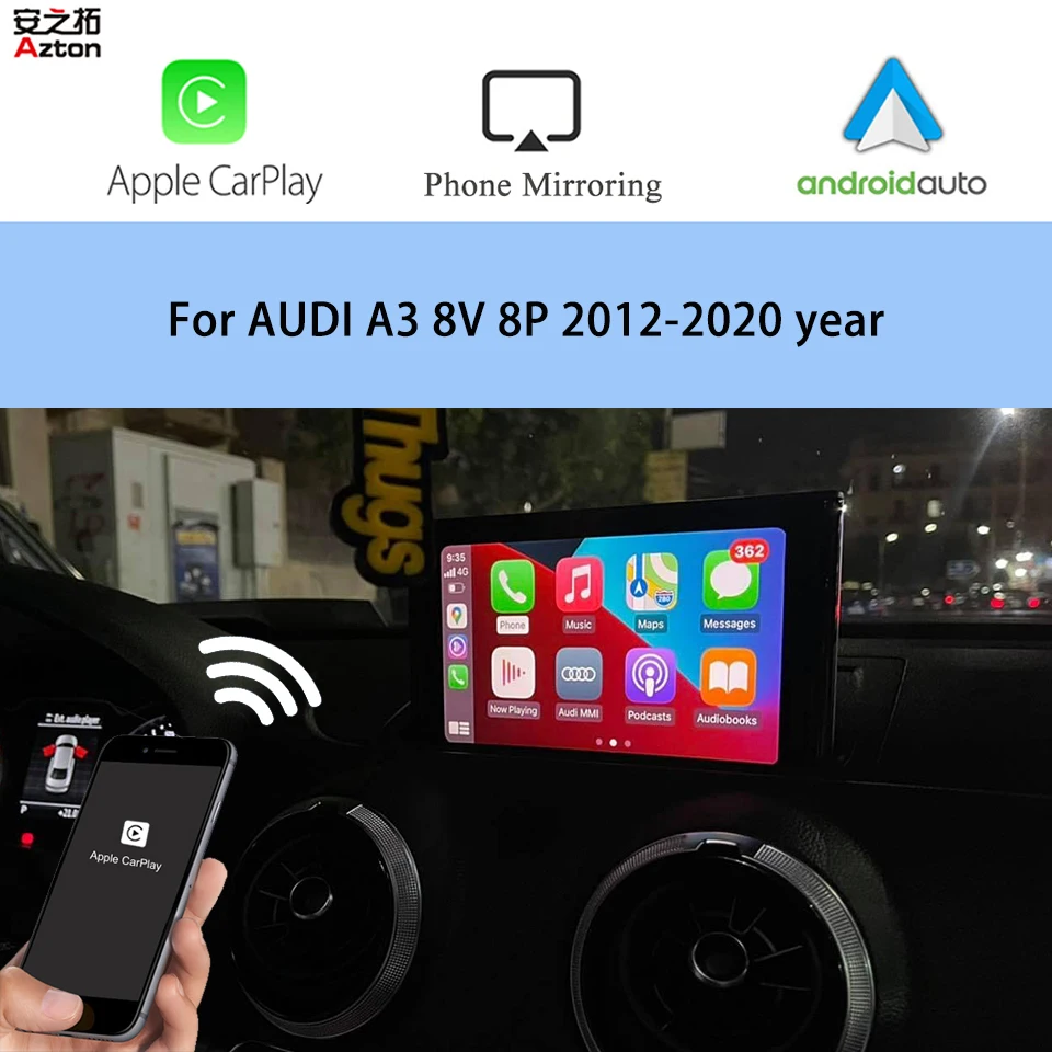 Car Stereo A3 8V CarPlay Wireless Android Auto Smart Multimedia Box For AUDI 2012-2020 Reverse Camera Interface