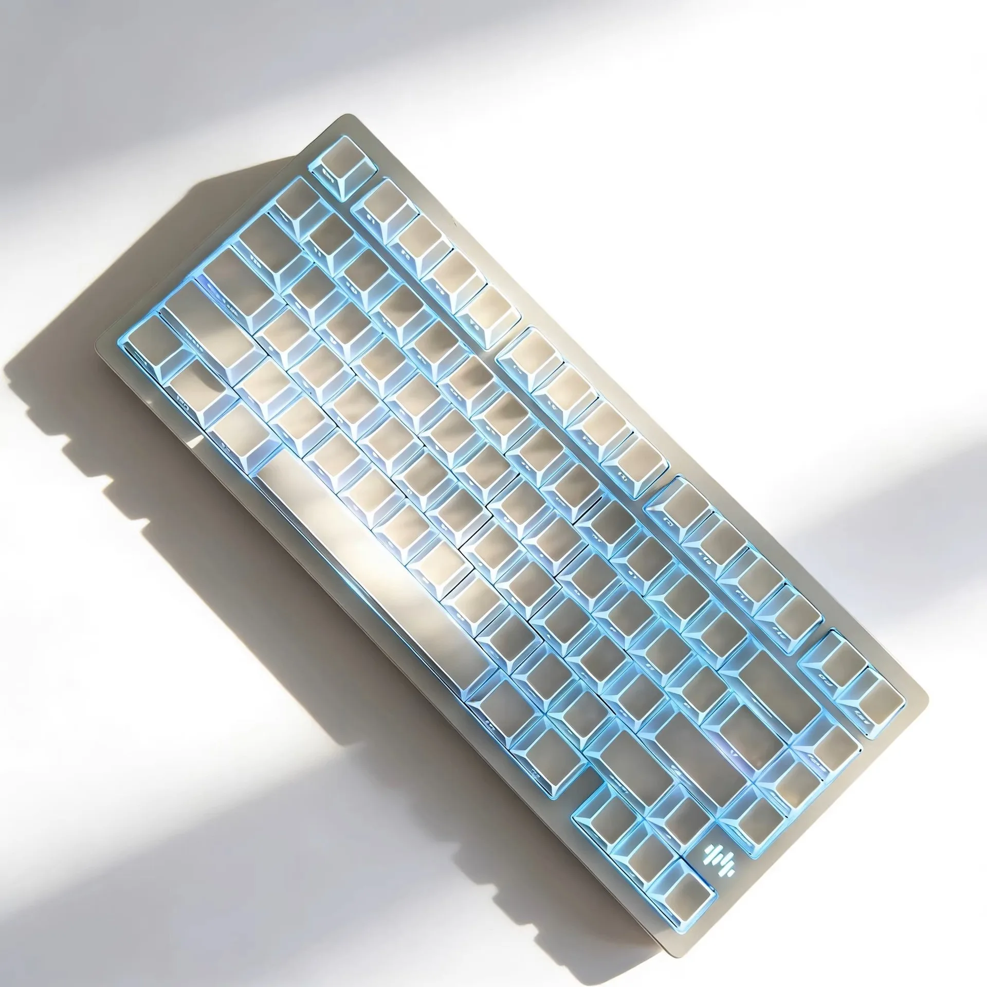 White Curved edges Side Print Shine Through Keycaps ES/FR/GE/RU/AR/JP/KR/UK Cherry Profile PBT Mechanical Keyboard Keycap 7U ISO