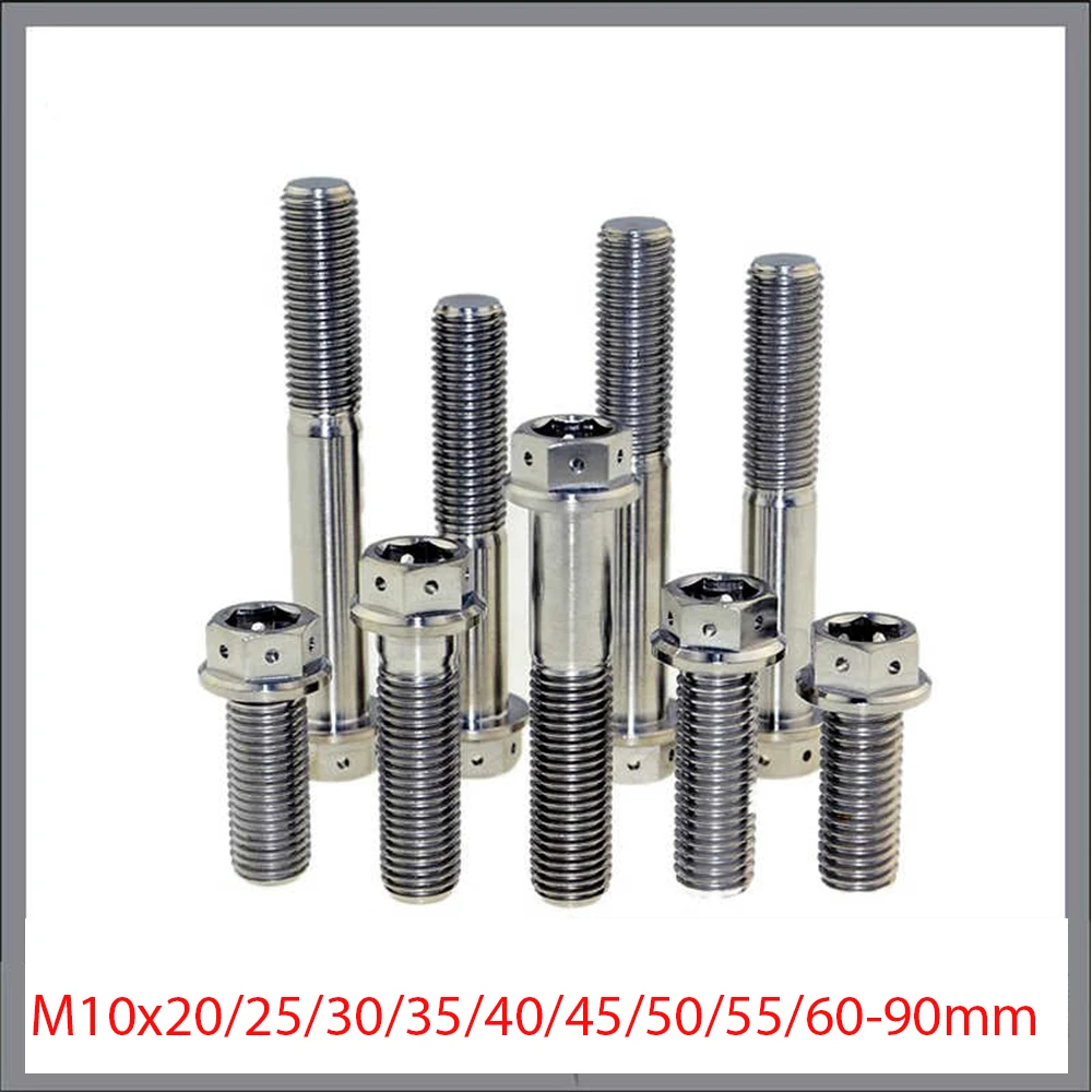 Titanium Alloy Flange Head Screw M10x20/25/30/35/40/45/50/55/60-90mm Hexagon Head  Hollow Motorcycle Modification Bolt Fastener