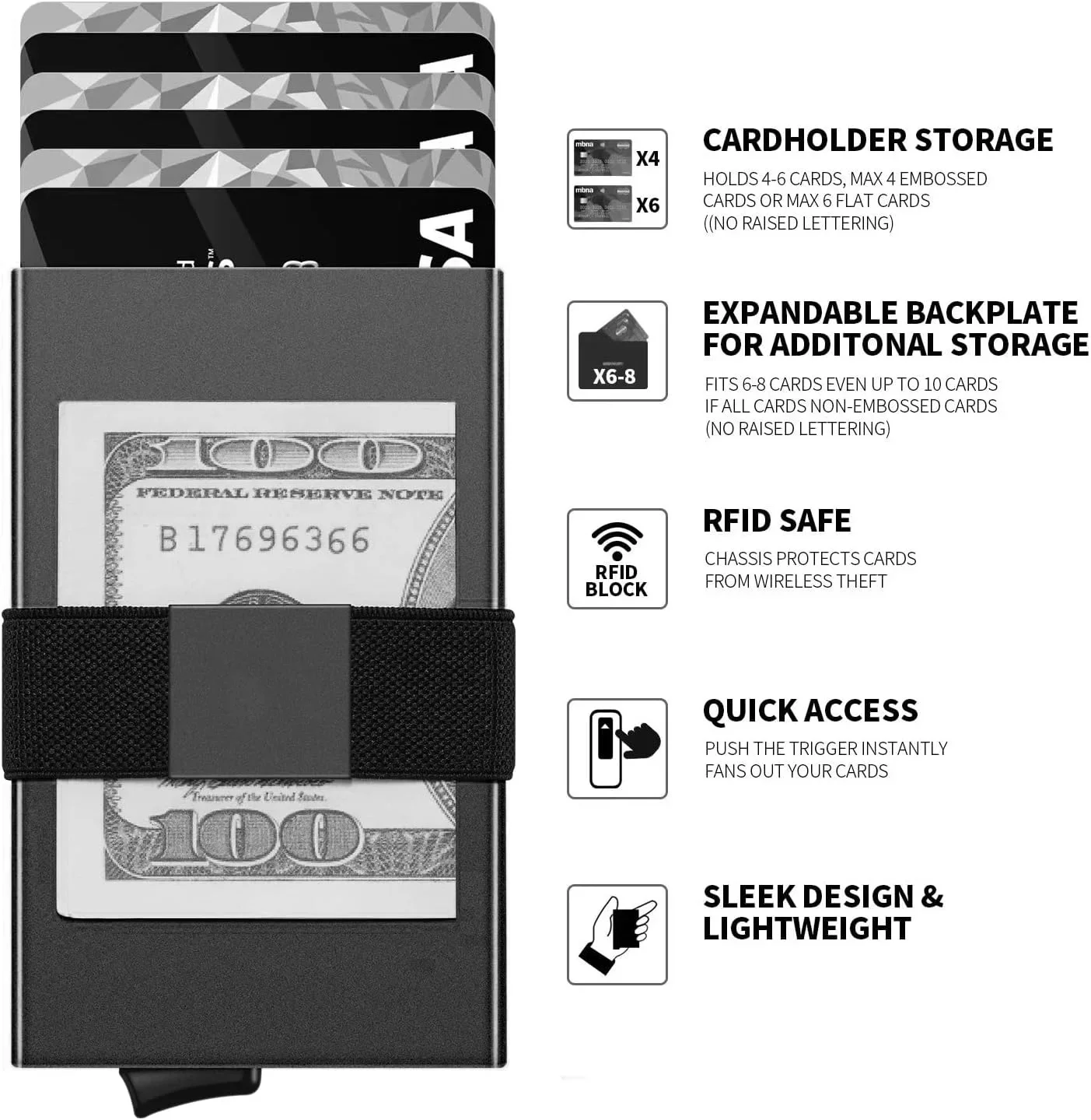 

Mini Pop-up RFID Card Holder Wallet for Men And Women Aluminum Metal Smart Quick Release Gear Storage Bag
