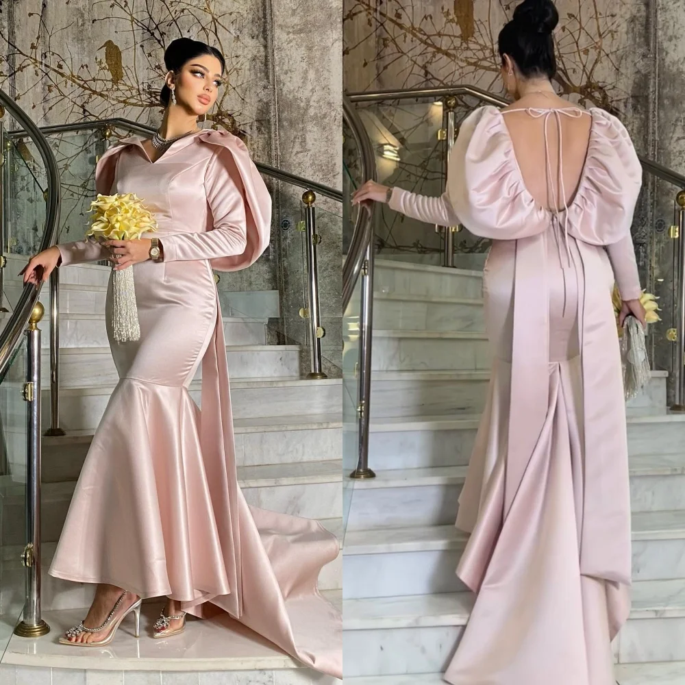 

Customized Elegant V-neck Mermaid Prom Dresses Open back s Formal Occasion Gown vestidos de fiesta فستان سهرة نسائي اعراس вечерн