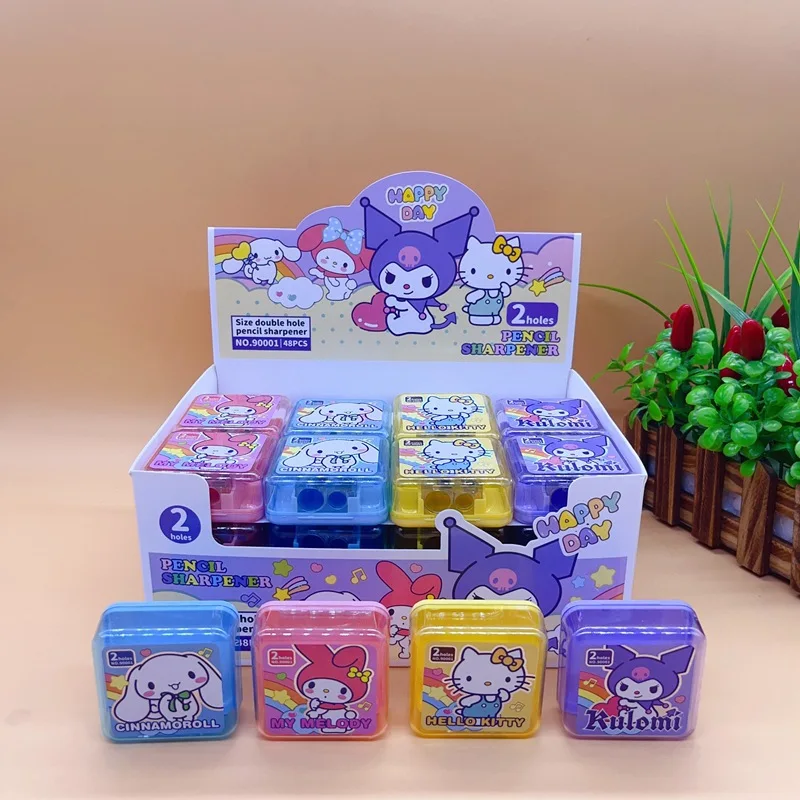 

Набор из 48 точилок для карандашей Kuromi Melody, 2-холловые точилки Cinnamoroll, канцелярские товары для студентов, школьные принадлежности, милый подарок