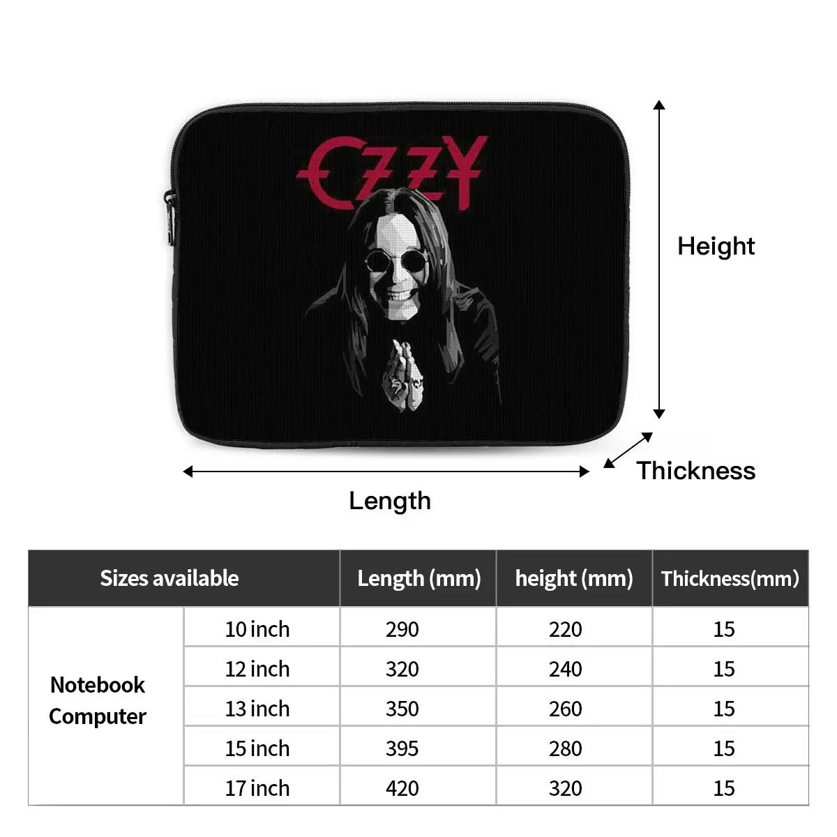Ozzy Osbourne British Heavy Metal Rock Music SingerNotebook Laptop Bag Notebook Sleeve Cover Bag Tablet Shockproof Case Bag