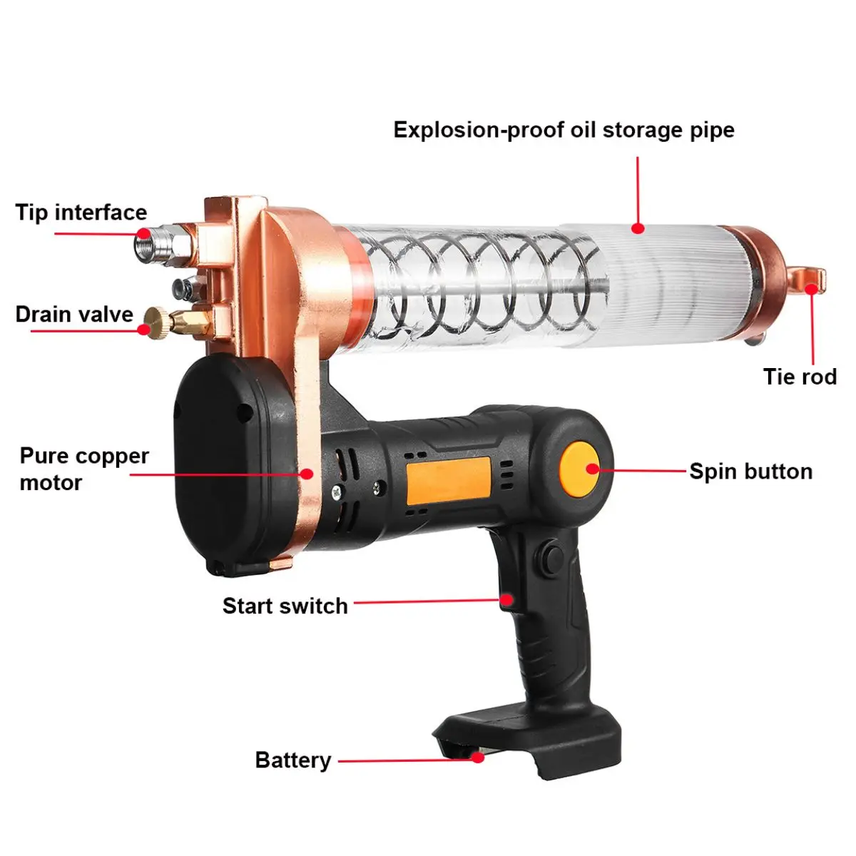 18V 600ml Cordless Electric Grease Guns 12000PSI 600cc Drillpro Power Tool Set High Voltage Grease Gun With Lithium Battery