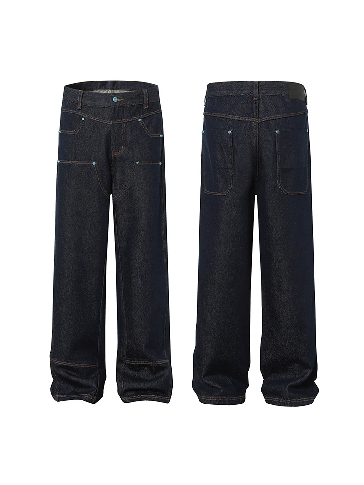 

Мужские джинсы в стиле ретро, американские, широкие, свободные, прямого кроя, молодежные, осенние, для повседневной носки, в уличном стиле
