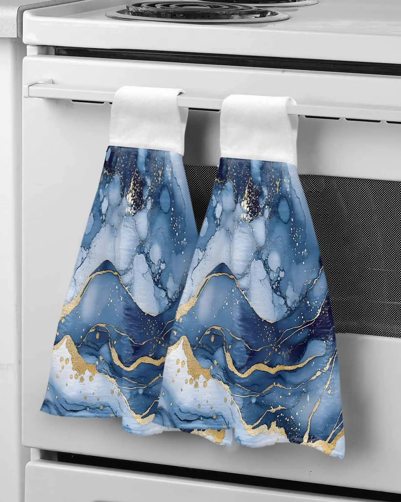 

Blue Gold Abstract Art Decoration Hand Towel Bathroom Supplies Soft Absorbent Towel Kitchen Accessories Cleaning Dishcloths