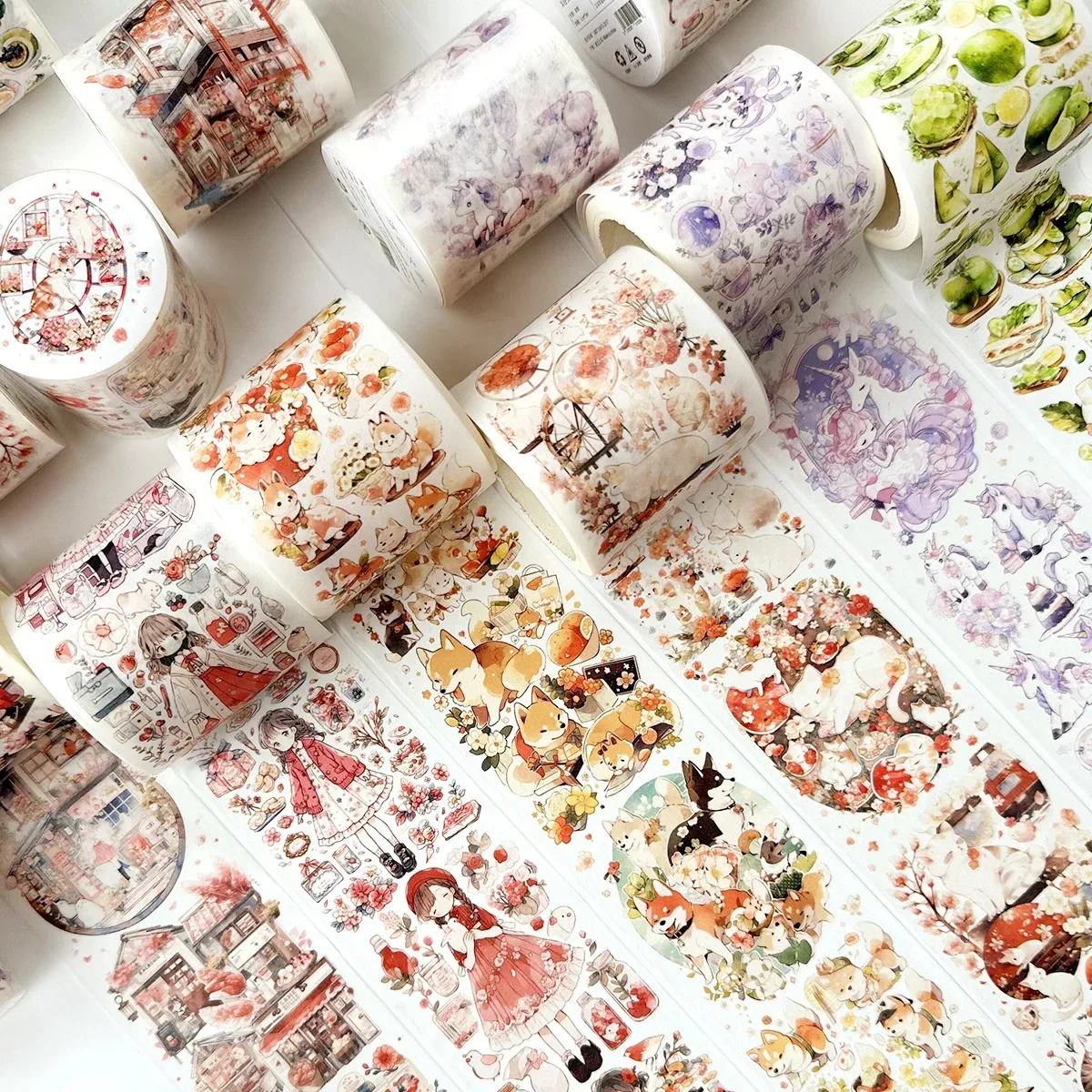 Cinta Washi de enmascaramiento de la vida diaria para niñas lindas, Kawaii, gato, perro, Material adhesivo decorativo, pegatina Diy, etiqueta, álbum, diario, álbum de recortes