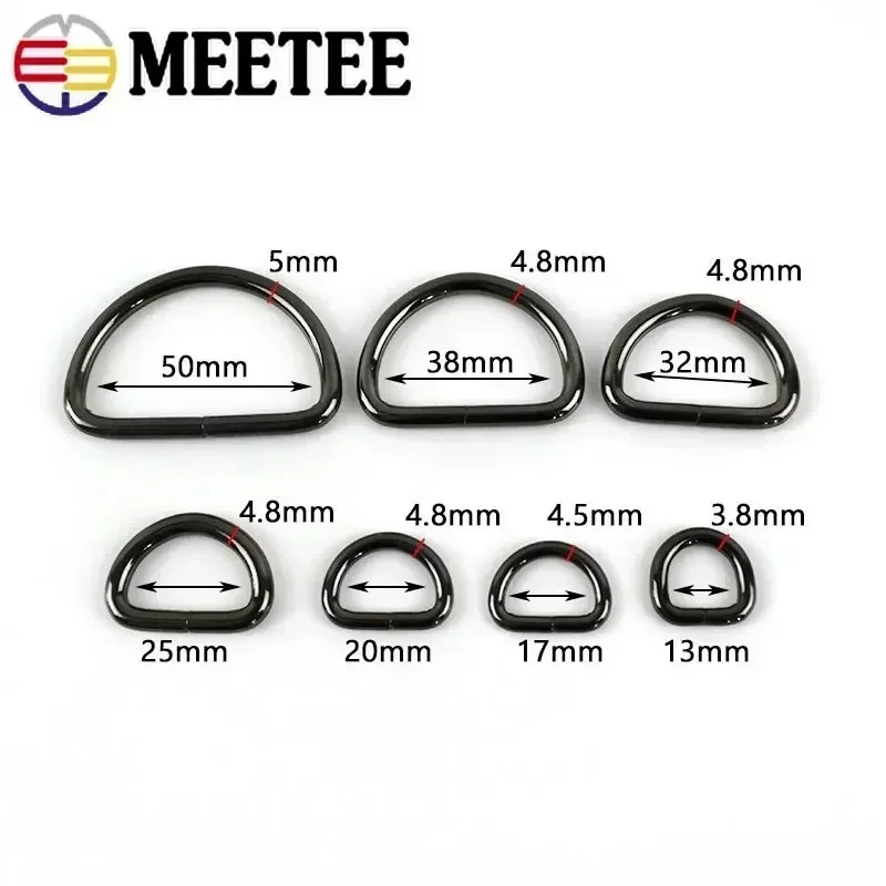 30Pcs Meetee 12-50mm Metal O D Ring Buckle Bag Strap Adjust Clasp for Garment Handbag Belt Buckles DIY Craft Hardware Accessory