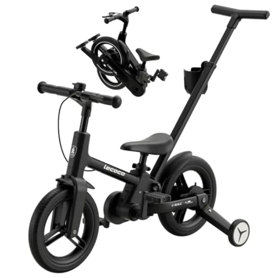 

Усовершенствованный детский велосипед 6 в 1 с ручкой для толкания, для развития равновесия, с тренировочными колесами, тормозами, подстаканником, педалями и подставкой B