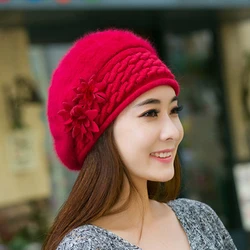 Women Knitted Hats Faux Rabbit Fur Cap Autumn Winter Female Fashion Elegant Simple Warm Skullies Beret Hat Clothing Accessories