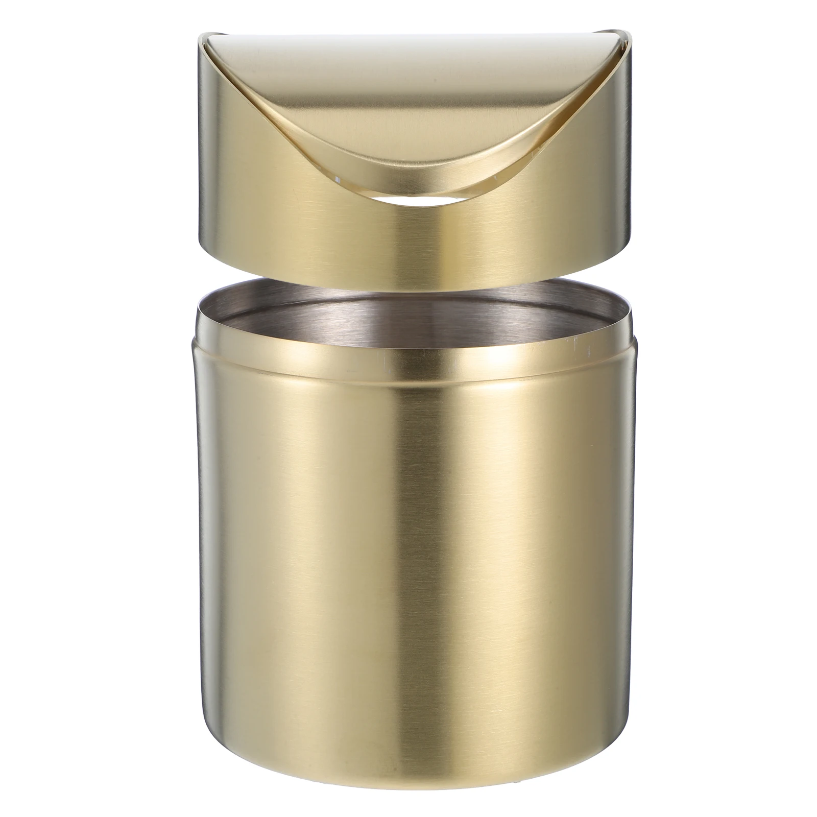 

1pcs Stainless Steel Trash Can Golden 304 Material Kitchen Bathroom Desk Garbage Bin Waste Paper Basket Container Home Office