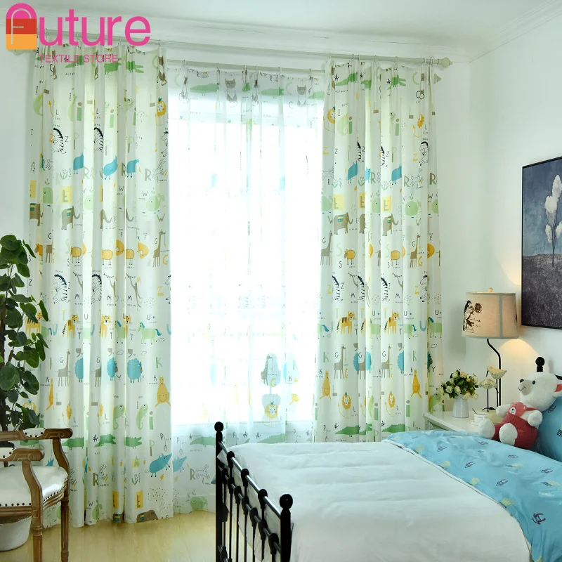 

Nordic Plant Cotton Warm Children's Room Cartoon Simple Shade Modern Curtains for Living Dining Room Bedroom