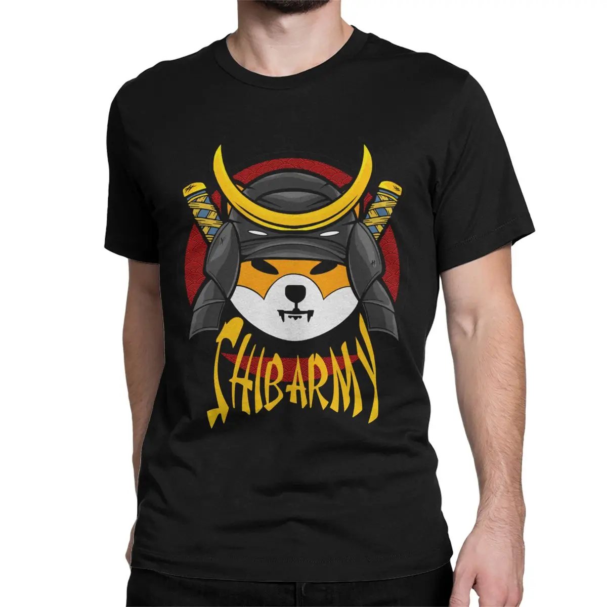 Shib Army Shiba Inu Coin T Shirt Men Cotton T-Shirt SHIB Token Doge Crypto Coin Japanese Samurai Tees Short Sleeve Clothing