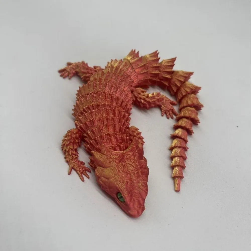 Movable Joints 3D Printed Lizard Colorful Openable Mouth Lizard Statue Flexible Creative Design Lizard Figurines Fish Tank