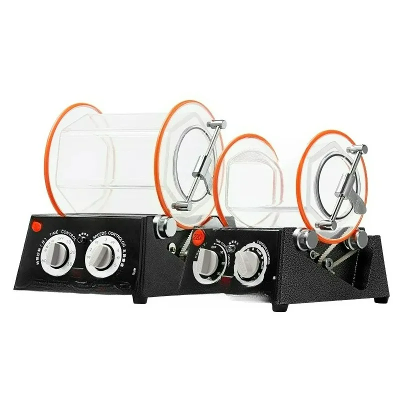 6808-130 Small Rotary Tumbler 45W 5-Speed Compact Polisher for Jewelry Crafts Metal Deburring Barrel Design with Timer