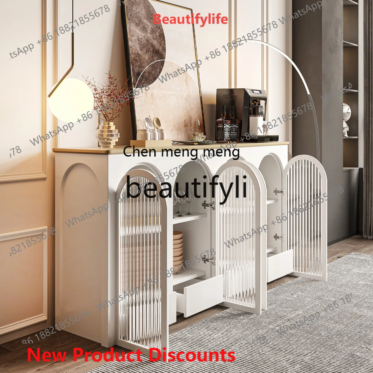 

2003 Retro solid wood entrance household partition cabinet American living room locker light luxury dining side cabinet