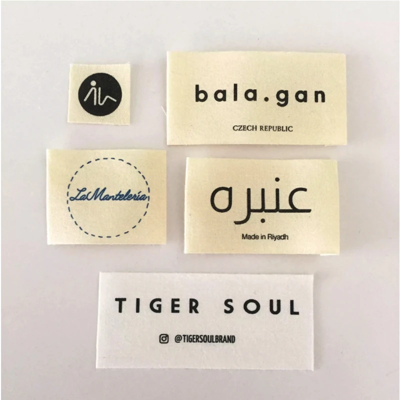 Custom Silk Screen Printed Name Logo tags 100% cotton Fabric Cotton Labels for Baby Kids Clothing Free shipping