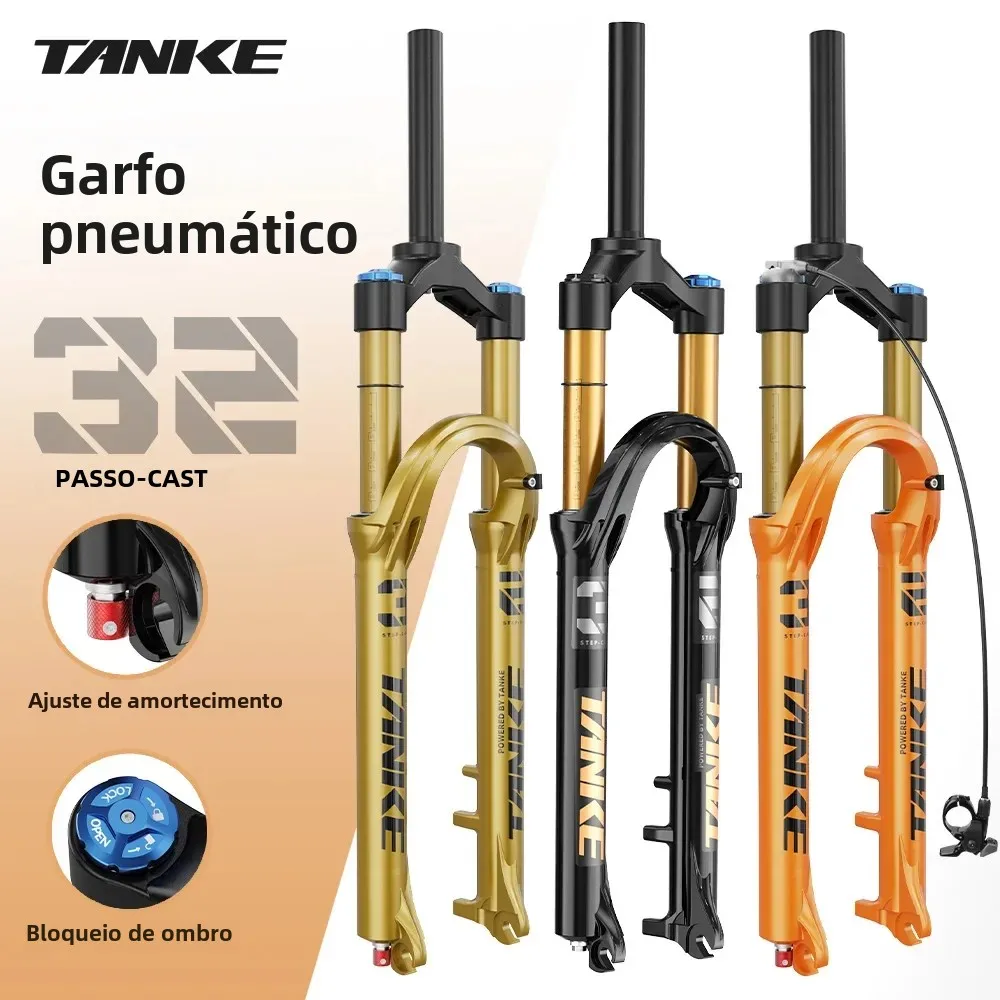 Tanke garfo de bicicleta rebote ajustável mtb suspensão dianteira ar 26/27.5/29 Polegada 120mm viagem garfo liberação rápida acessórios da bicicleta