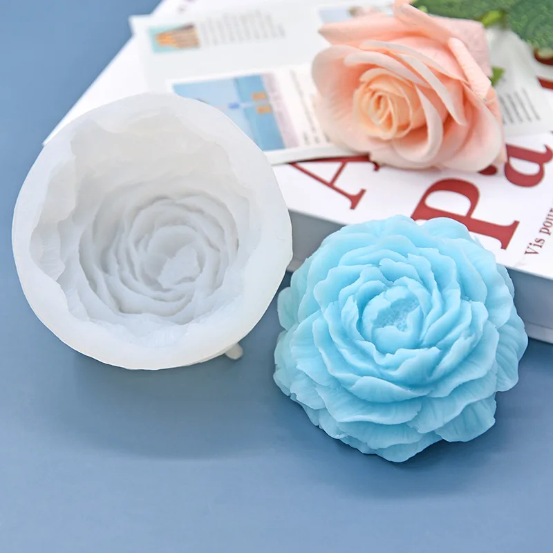 5PCS 3D Large Peony Silicone Candle Mold DIY Handmade Creative Flower Aromatherapy Plaster Resin Soap Making Supplies Home Gifts