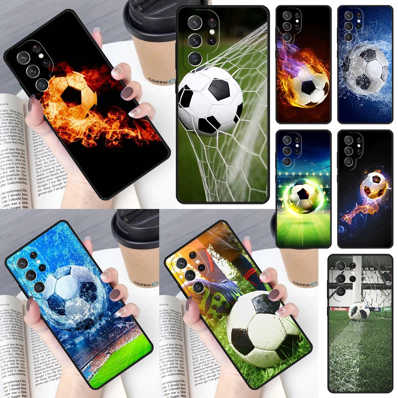 Football Soccer Ball soft Phone Case for Samsung Galaxy S26 Ultra S25 S24 S23 S22 S21 S20 Note10 Plus FE Cover Luxury