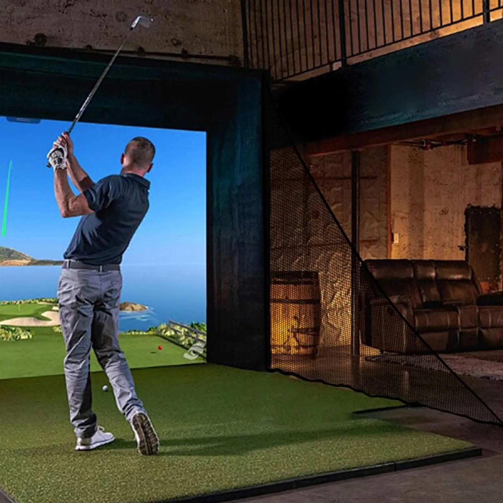 

7x7ft сетка с хвостовиком для гольфа, боковая сетка для гольфа, спортивная сетка для спорта на открытом воздухе, барьерная сетка для тренировок по свинню, вождение, клуб