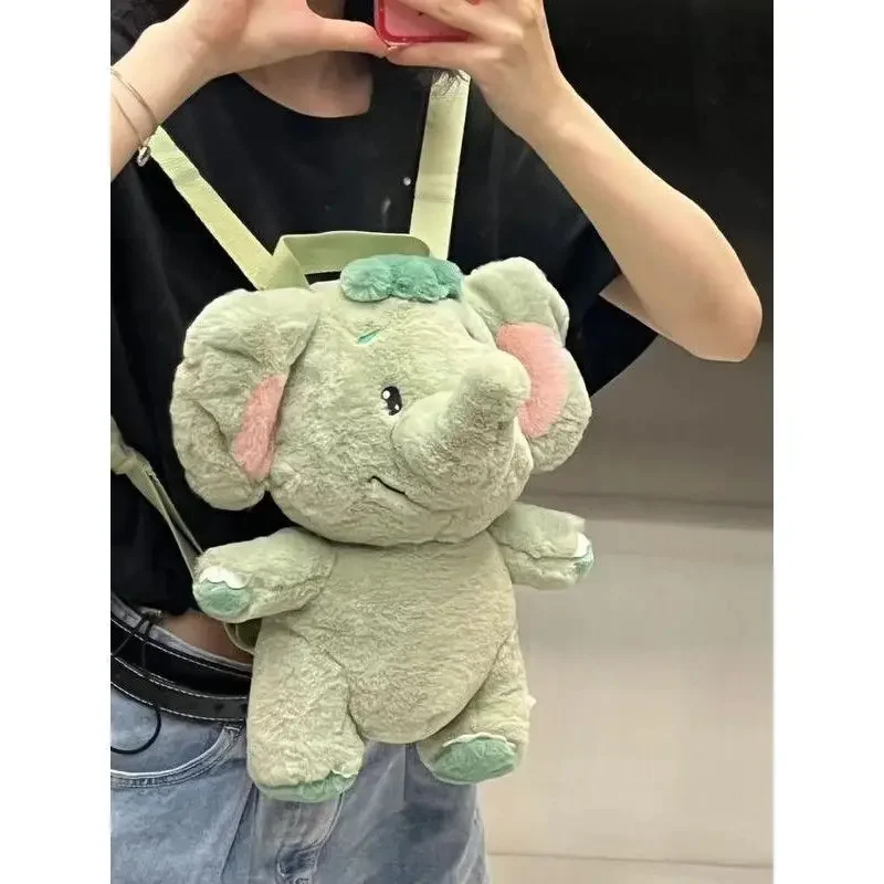 Plush Elephant Backpack Backpack Children\'s Going Out Plush Bag Cosmetic Bag Snack Storage Cute Soft Doll Girl\'s Plush Backpack